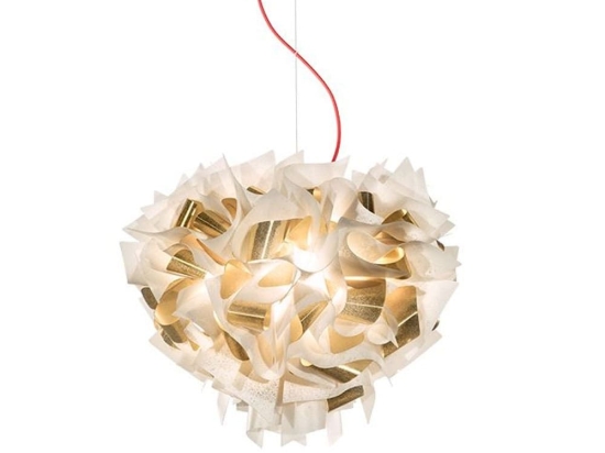 Φωτιστικό Οροφής Veli Aurea Large 4x12W E27 Led 60x50cm Με Κόκκινο Καλώδιο White-Gold Slamp