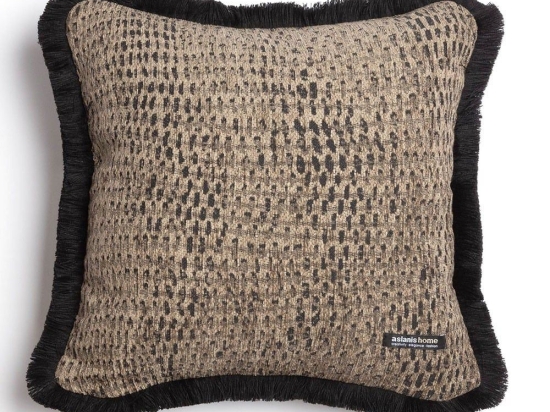 Μαξιλαροθήκη Διακοσμητική Ismaros Trimming Beige-Black Aslanis Home 45X45 Βαμβάκι-Chenille