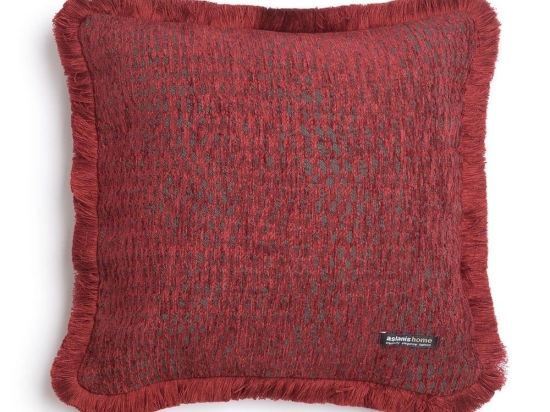 Μαξιλαροθήκη Διακοσμητική Ismaros Trimming Bordo-Grey Aslanis Home 45X45 Βαμβάκι-Chenille