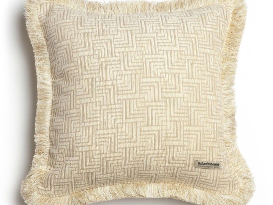 Μαξιλαροθήκη Διακοσμητική New Maze Trimming Sand Aslanis Home 45X45 Βαμβάκι-Chenille