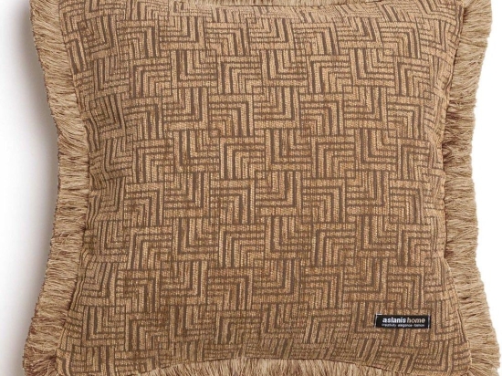 Μαξιλαροθήκη Διακοσμητική New Maze Trimming Cappuccino Aslanis Home 60Χ60 Βαμβάκι-Chenille