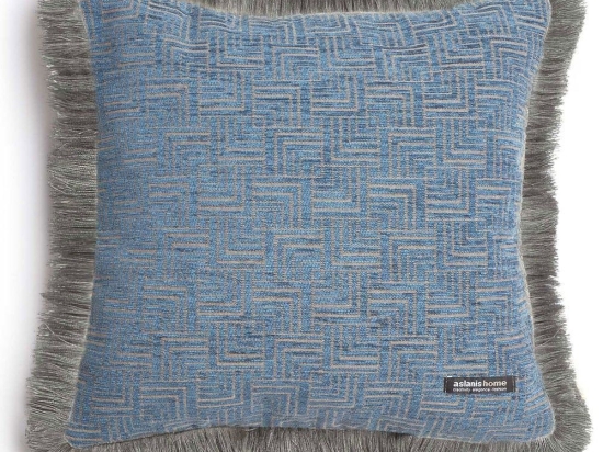 Μαξιλαροθήκη Διακοσμητική New Maze Trimming Blue Aslanis Home 45X45 Βαμβάκι-Chenille