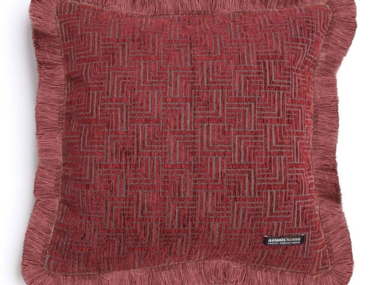 Μαξιλαροθήκη Διακοσμητική New Maze Trimming Bordo Aslanis Home 45X45 Βαμβάκι-Chenille