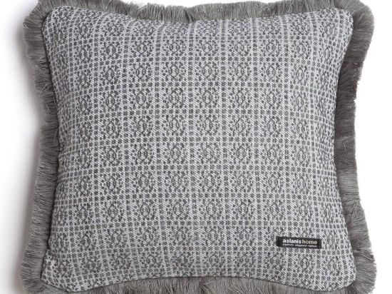 Μαξιλαροθήκη Διακοσμητική Onia Trimming Anthracite-Grey Aslanis Home 45X45 Βαμβάκι-Chenille