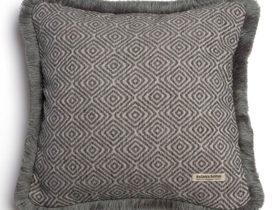 Μαξιλαροθήκη Διακοσμητική Panion Trimming Anthracite-Grey Aslanis Home 60Χ60 Βαμβάκι-Chenille