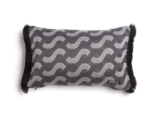 Μαξιλαροθήκη Διακοσμητική Pinovo Trimming Graphite-Silver Aslanis Home 30X50 Βαμβάκι-Chenille