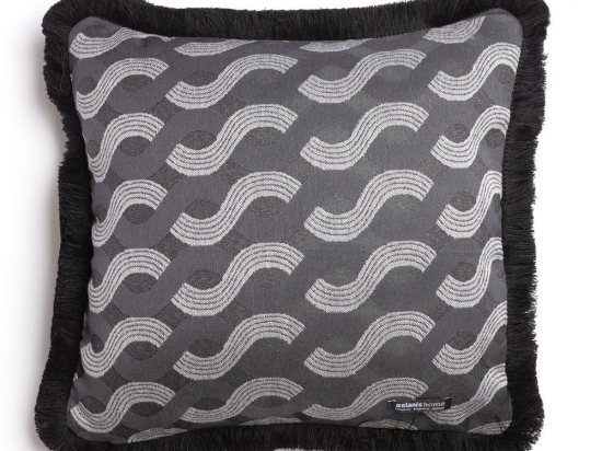 Μαξιλαροθήκη Διακοσμητική Pinovo Trimming Graphite-Silver Aslanis Home 45X45 Βαμβάκι-Chenille