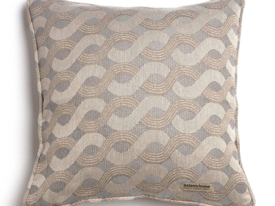 Μαξιλαροθήκη Διακοσμητική Pinovo Ραφή Γκανς Beige-Grey Aslanis Home 45X45 Βαμβάκι-Chenille