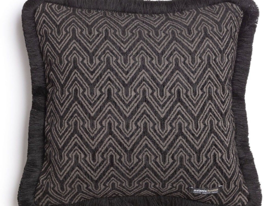 Μαξιλαροθήκη Διακοσμητική Tymfi Trimming Black-Beige Aslanis Home 45X45 Βαμβάκι-Chenille