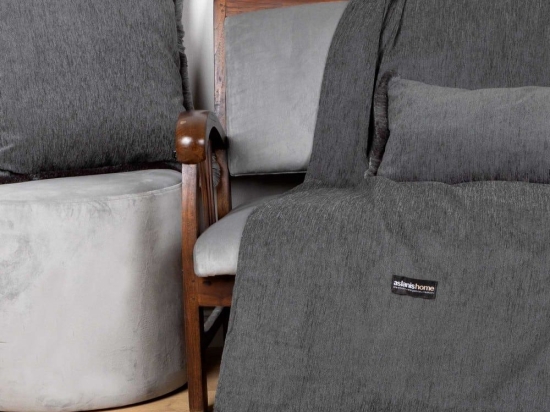 Ριχτάρι Four Seasons Graphite Aslanis Home Πολυθρόνα 180x180cm Βαμβάκι-Chenille