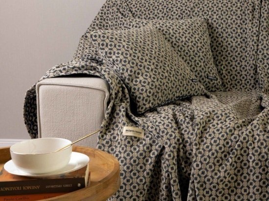 Ριχτάρι Vermio Anthracite-Beige Aslanis Home Τετραθέσιο 180x350cm Βαμβάκι-Polycotton
