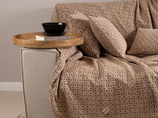 Ριχτάρι Vermio Beige-Chocolate Aslanis Home Πολυθρόνα 180x180cm Βαμβάκι-Polycotton