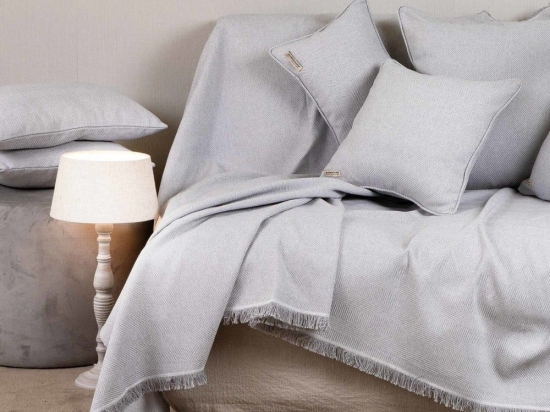 Ριχτάρι Atheras Grey Aslanis Home Τριθέσιο 180x300cm Βαμβάκι-Πολυέστερ