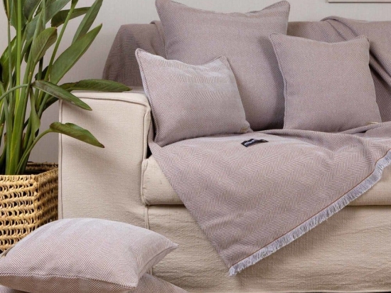 Ριχτάρι Atheras Greige Aslanis Home Διθέσιο 180x250cm Βαμβάκι-Πολυέστερ