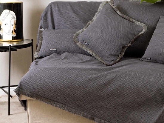 Ριχτάρι Atheras Graphite Aslanis Home Πολυθρόνα 180x180cm Βαμβάκι-Πολυέστερ