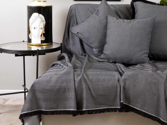 Ριχτάρι Atheras Black-Silver Aslanis Home Τετραθέσιο 180x350cm Βαμβάκι-Πολυέστερ
