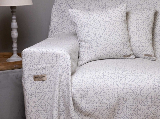 Ριχτάρι Athos Sugar-Grey Aslanis Home Τετραθέσιο 180x350cm Βαμβάκι-Πολυέστερ