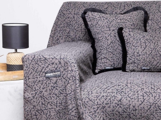 Ριχτάρι Athos Choco-Black Aslanis Home Τετραθέσιο 180x350cm Βαμβάκι-Πολυέστερ
