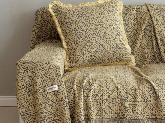 Ριχτάρι Athos Gold-Grey Aslanis Home Πολυθρόνα 180x180cm Βαμβάκι-Πολυέστερ