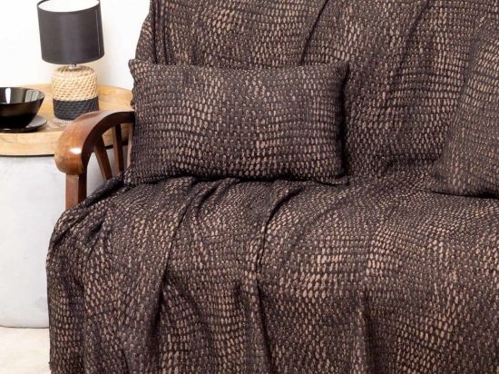 Ριχτάρι Ismaros Black-Choco Aslanis Home Τετραθέσιο 180x350cm Βαμβάκι-Polycotton