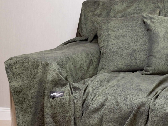 Ριχτάρι Kedros Olive-Anthracite Aslanis Home Τριθέσιο 180x300cm Βαμβάκι-Πολυέστερ