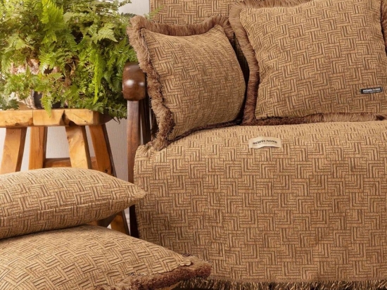 Ριχτάρι New Maze Cappuccino Aslanis Home Πολυθρόνα 180x180cm Βαμβάκι-Polycotton