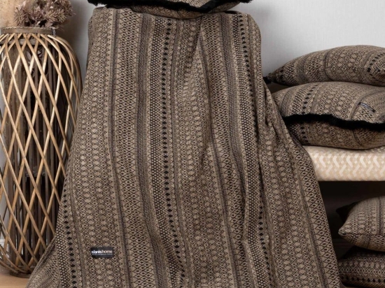 Ριχτάρι Olympos Beige-Black Aslanis Home Τριθέσιο 180x300cm Βαμβάκι-Chenille