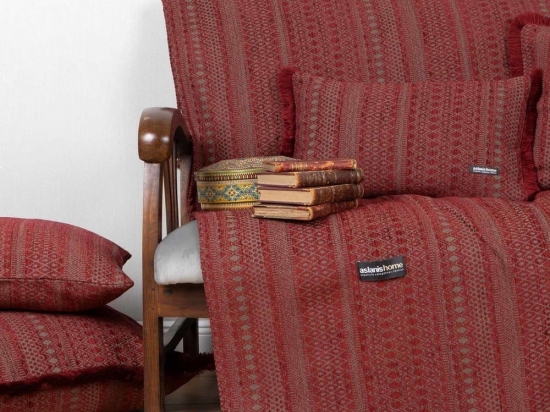 Ριχτάρι Olympos Bordo-Grey Aslanis Home Τριθέσιο 180x300cm Βαμβάκι-Chenille