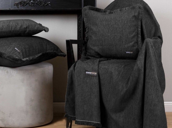 Ριχτάρι Plain 4 Seasons Black Aslanis Home Πολυθρόνα 180x180cm Βαμβάκι-Πολυέστερ