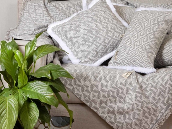 Ριχτάρι Panion Grey-Sugar Aslanis Home Τριθέσιο 180x300cm Βαμβάκι-Polycotton