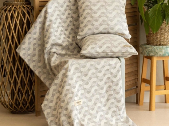 Ριχτάρι Pinovo Grey Aslanis Home Πολυθρόνα 180x180cm Βαμβάκι-Πολυέστερ