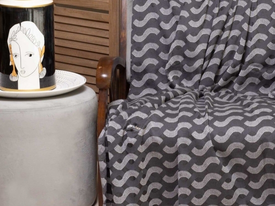 Ριχτάρι Pinovo Graphite-Silver Aslanis Home Πολυθρόνα 180x180cm Βαμβάκι-Πολυέστερ