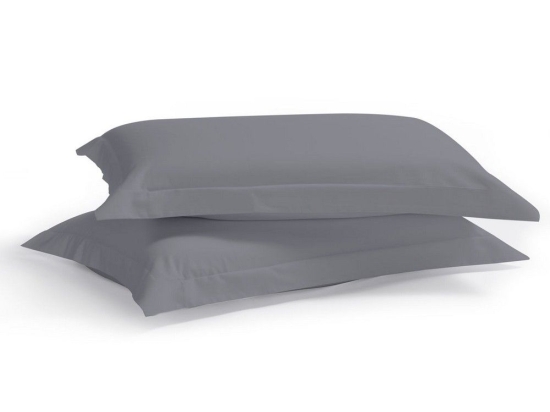 Μαξιλαροθήκες Satin Plain (Σετ 2τμχ) Grey Aslanis Home 50Χ70 100% Βαμβακοσατέν