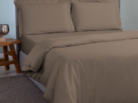 Παπλωματοθήκη Satin Plain Dark Brown Aslanis Home Υπέρδιπλο 220x240cm 100% Βαμβακοσατέν