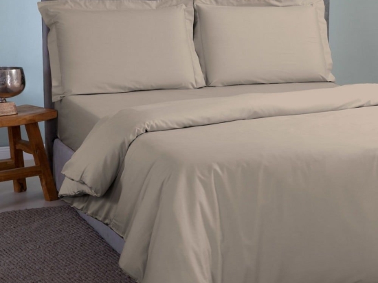 Παπλωματοθήκη Satin Plain Beige-Ecru Aslanis Home Ημίδιπλο 160x220cm 100% Βαμβακοσατέν