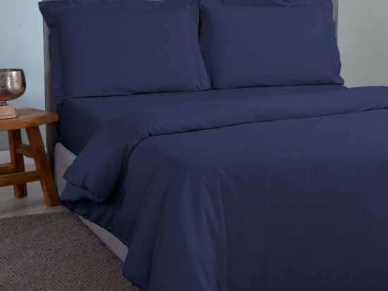 Παπλωματοθήκη Satin Plain Navy Blue Aslanis Home Ημίδιπλο 160x220cm 100% Βαμβακοσατέν