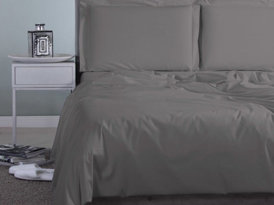Σεντόνι Satin Plain Dark Grey Aslanis Home Υπέρδιπλο 250x270cm 100% Βαμβακοσατέν