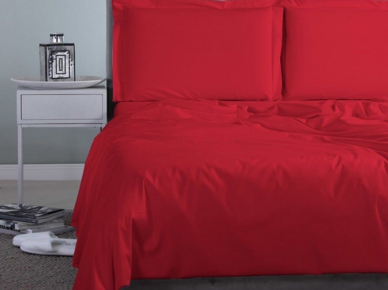 Σεντόνι Satin Plain Red Aslanis Home Ημίδιπλο 170x270cm 100% Βαμβακοσατέν