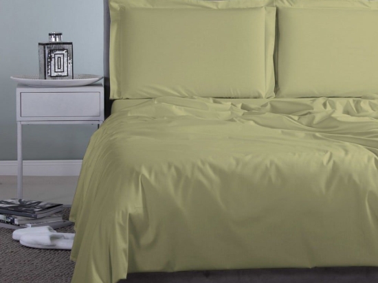 Σεντόνι Satin Plain Olive Aslanis Home King Size 260x265cm 100% Βαμβακοσατέν