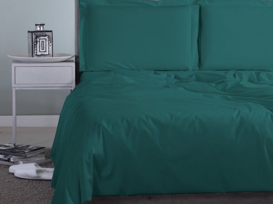 Σεντόνι Satin Plain Green Aslanis Home Υπέρδιπλο 250x270cm 100% Βαμβακοσατέν
