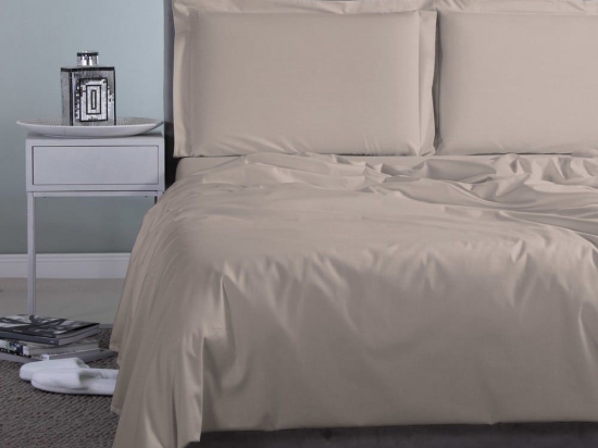 Σεντόνι Satin Plain Light Khaki Aslanis Home King Size 260x265cm 100% Βαμβακοσατέν