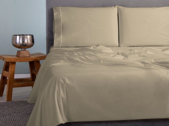 Σεντόνια Satin Plain (Σετ 4τμχ) Beige-Sand Aslanis Home King Size 260x265cm 100% Βαμβακοσατέν