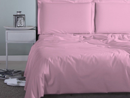 Σεντόνια Satin Plain (Σετ 4τμχ) Light Pink Aslanis Home Υπέρδιπλο 250x270cm 100% Βαμβακοσατέν