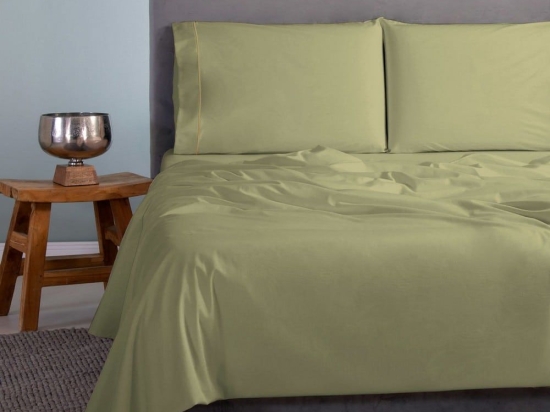 Σεντόνια Satin Plain (Σετ 4τμχ) Olive Aslanis Home King Size 260x265cm 100% Βαμβακοσατέν