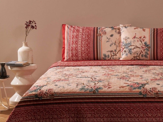 Κουβερλί Pallanza Pink Bassetti Υπέρδιπλo 265x265cm 100% Βαμβάκι