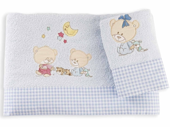 Βρεφικές Πετσέτες Σετ 2τμχ Happy Bears Ciel DimCol Σετ Πετσέτες 30x50cm 100% Βαμβάκι