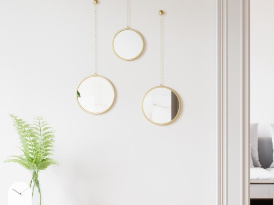 Καθρέπτες Τοίχου Dima Round Σετ 3τμχ 1013877-104 Brass Umbra Μέταλλο