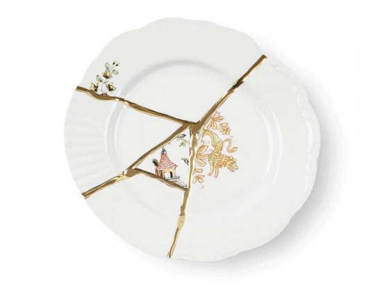 Πιάτο Γλυκού Kintsugi 09602 Φ21x2,8cm Multi Seletti Πορσελάνη