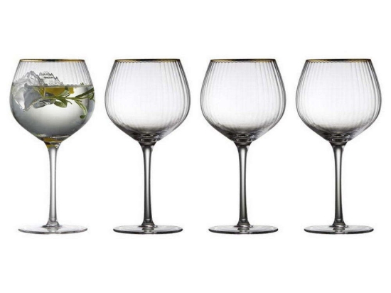 Ποτήρι Κρασιού Palermo (Σετ 4Τμχ) 12061 650ml Clear-Gold Lyngby Glass Γυαλί