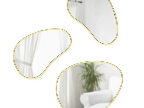 Καθρέπτης Hubba Pebble (Σετ 3Τμχ) 1018566-104 28,2x19,9x1,9cm/31,3x26,2x1,9cm Brass Umbra Μέταλλο,Γυαλί